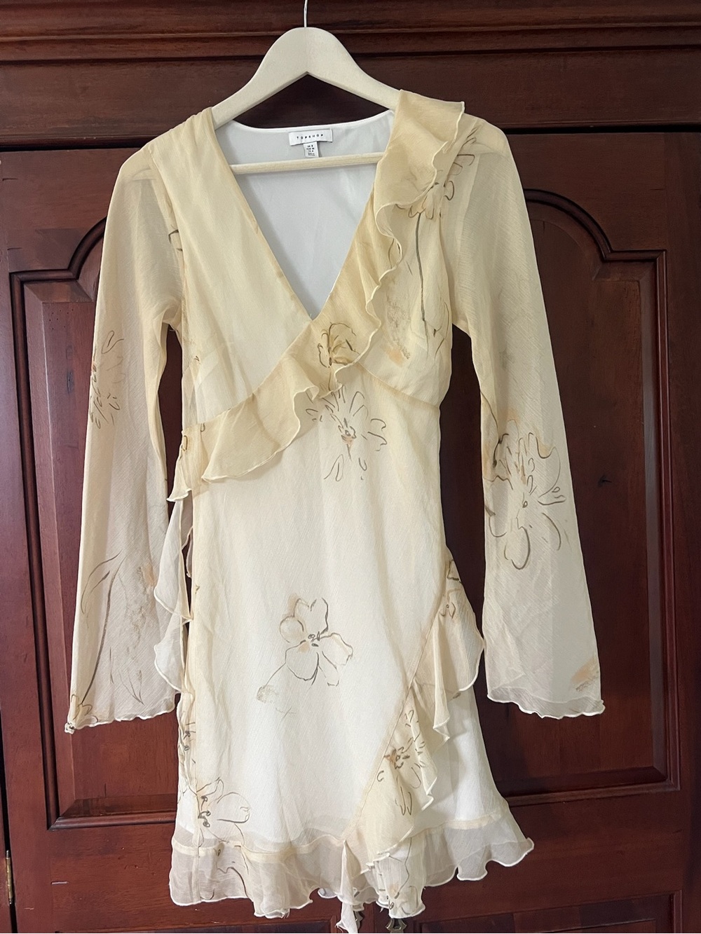 Topshop Butter Yellow Floral Ruffle Dress